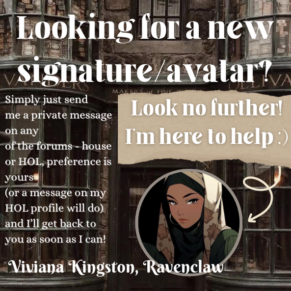 Picture shows an ad for signature and avatar making services by Viviana Kingston. Should you want any, message her on any HOL affiliated site.