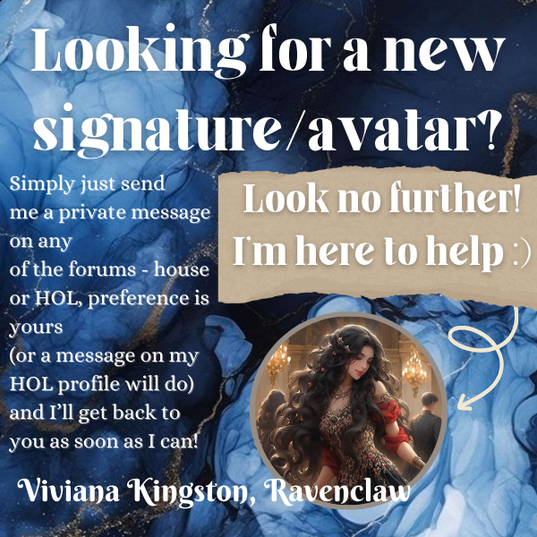 Picture shows an ad for signature and avatar making services by Viviana Kingston. Should you want any, message her on any HOL affiliated site.
